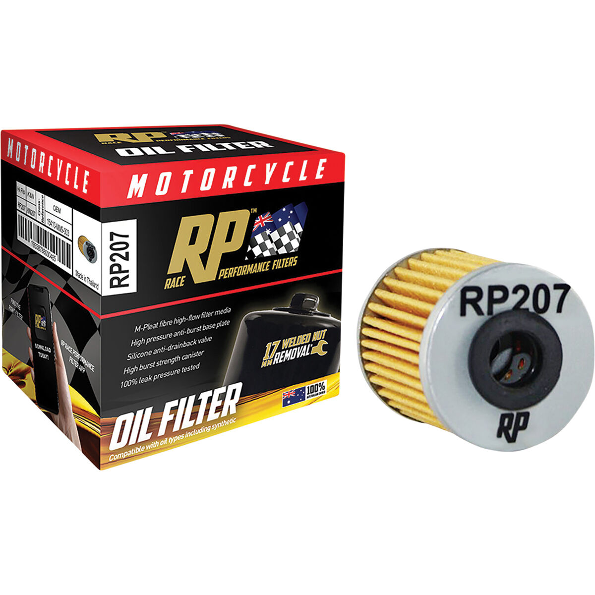 Race Performance Motorcycle Oil Filter RP207, , scaau_hi-res