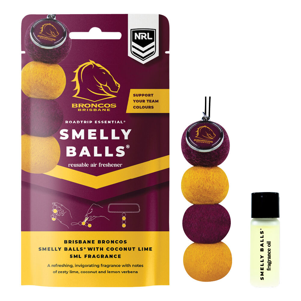 Smelly Balls Air Freshener Set Brisbane Broncos Coconut Lime 5ml, , scaau_hi-res