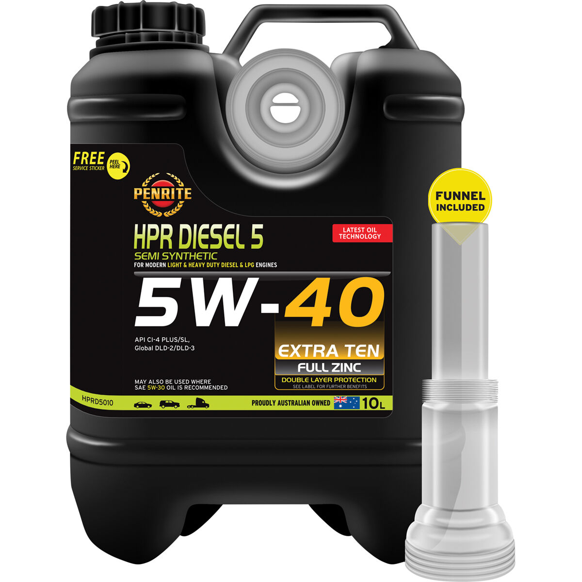 Penrite HPR Diesel 5 Engine Oil - 5W-40 10 Litre, , scaau_hi-res