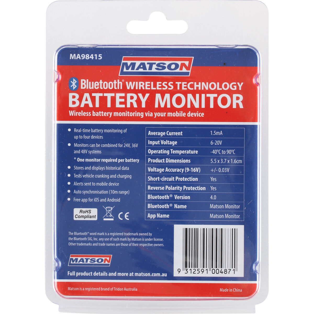 automotive wireless battery monitor