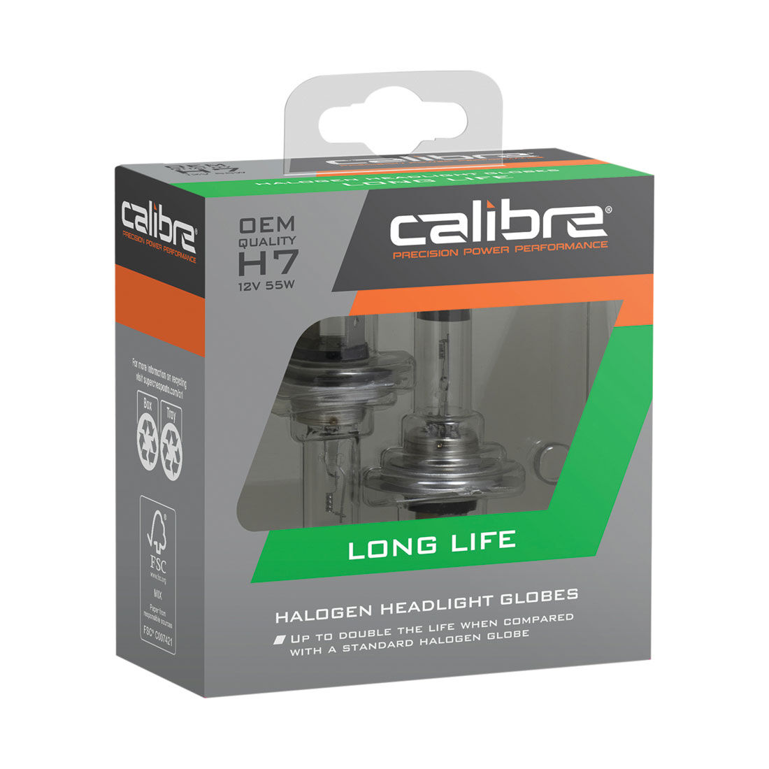 Calibre Long Life Headlight Globes - H7, 12V 55W, CALLH7, , scaau_hi-res