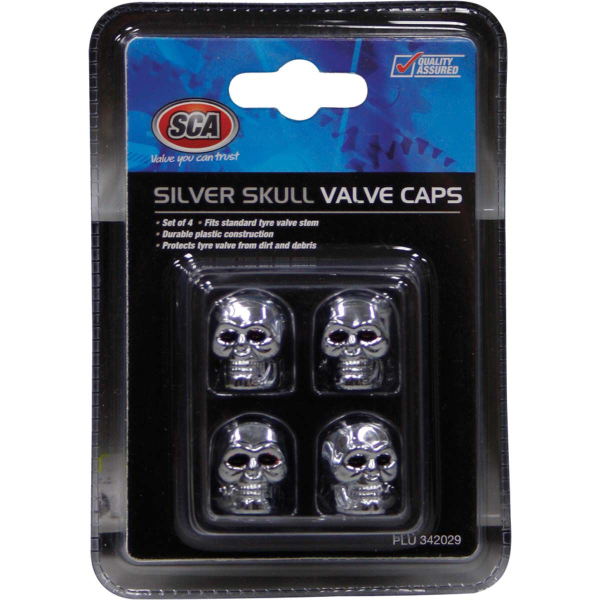 SCA Valve Cap Set Silver Skull Supercheap Auto