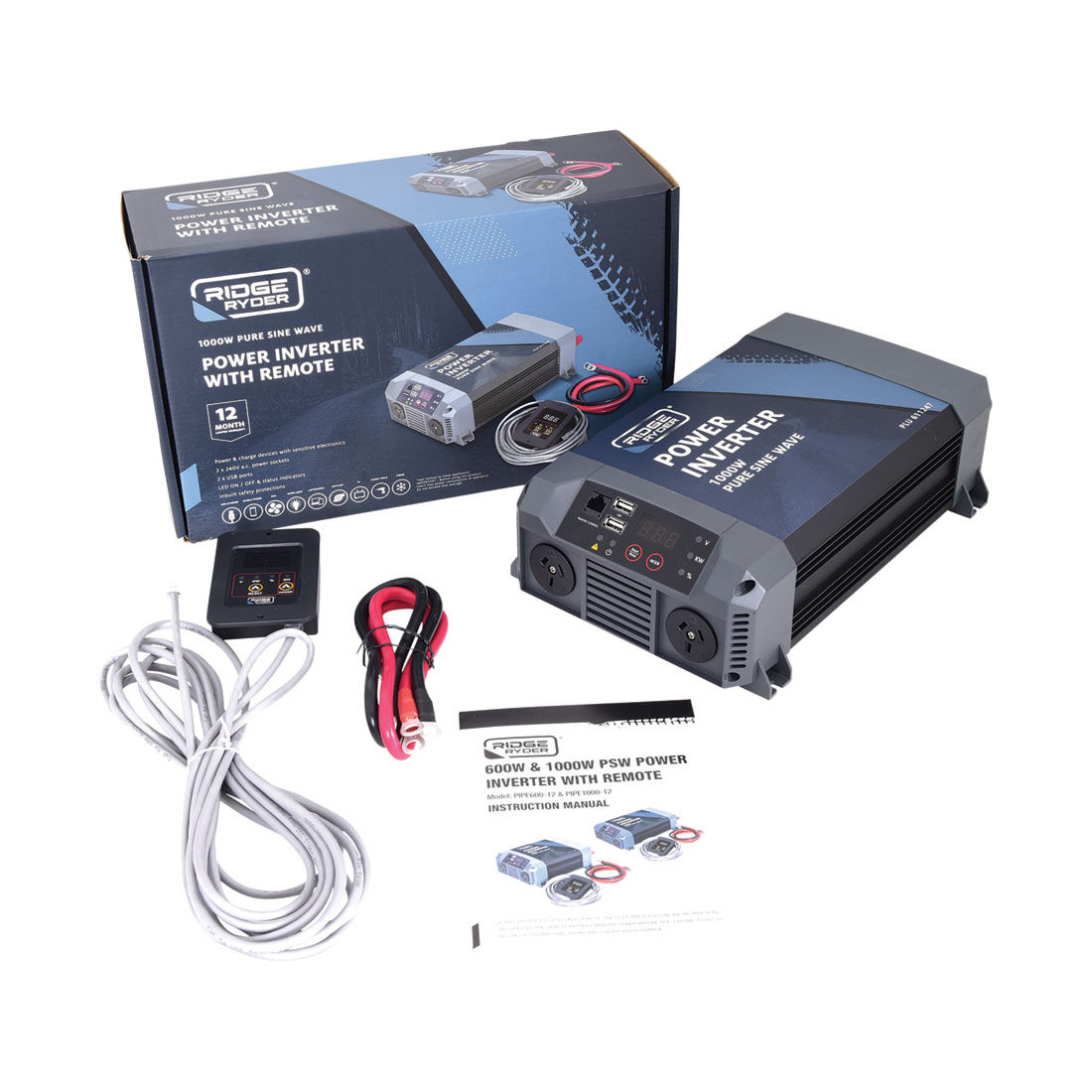 Ridge Ryder Pure Sine Wave Power Inverter 1000W, , scaau_hi-res