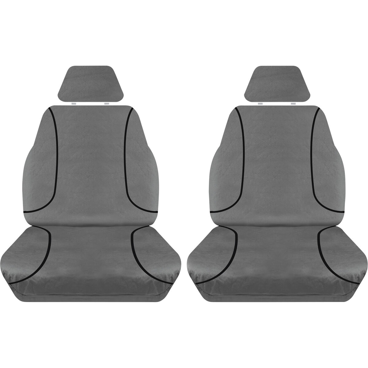 Tradies Canvas Ready Made Seat Covers Front Pair Grey suits Triton, , scaau_hi-res