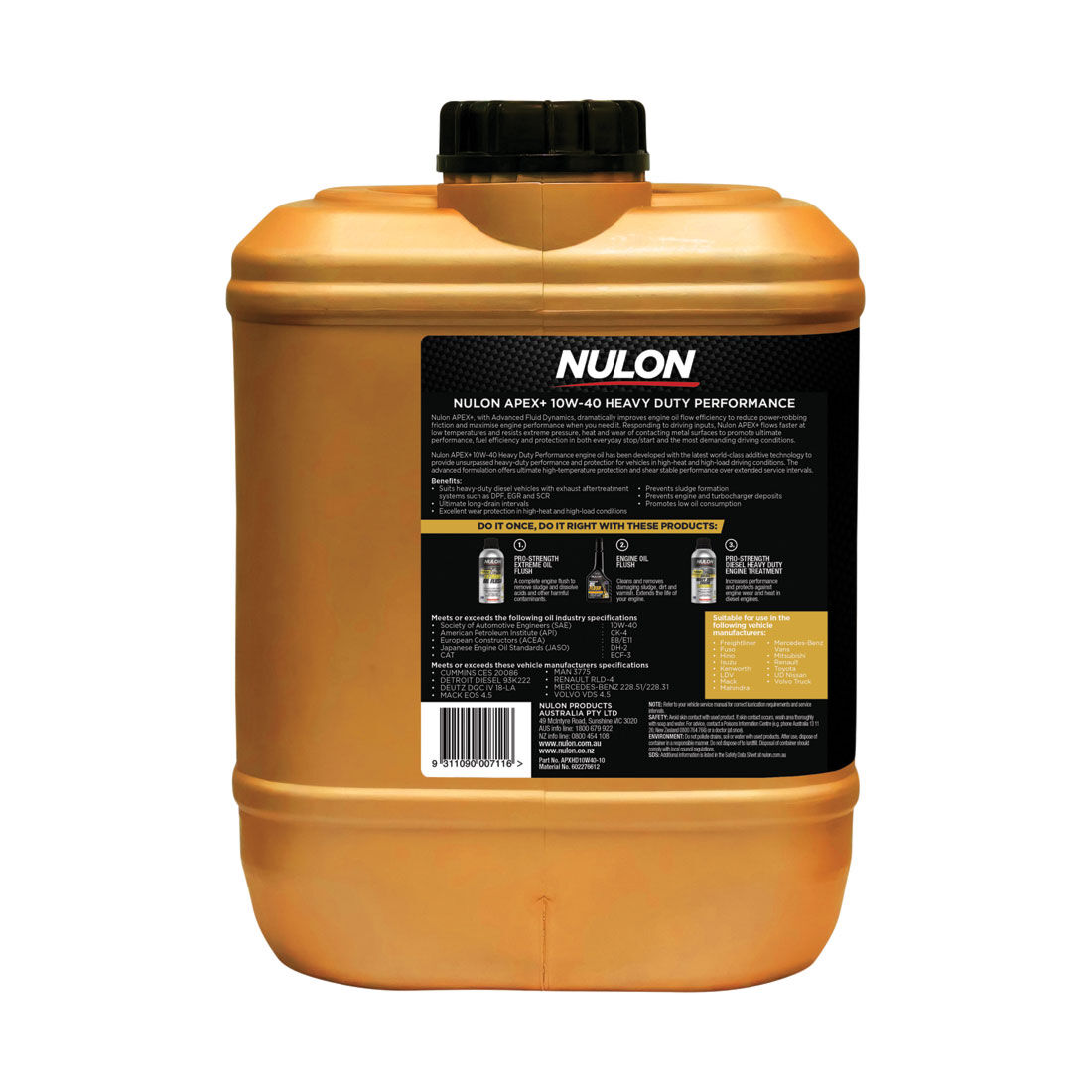 Nulon Apex+ 10W-40 Heavy Duty Diesel 10 Litre, , scaau_hi-res