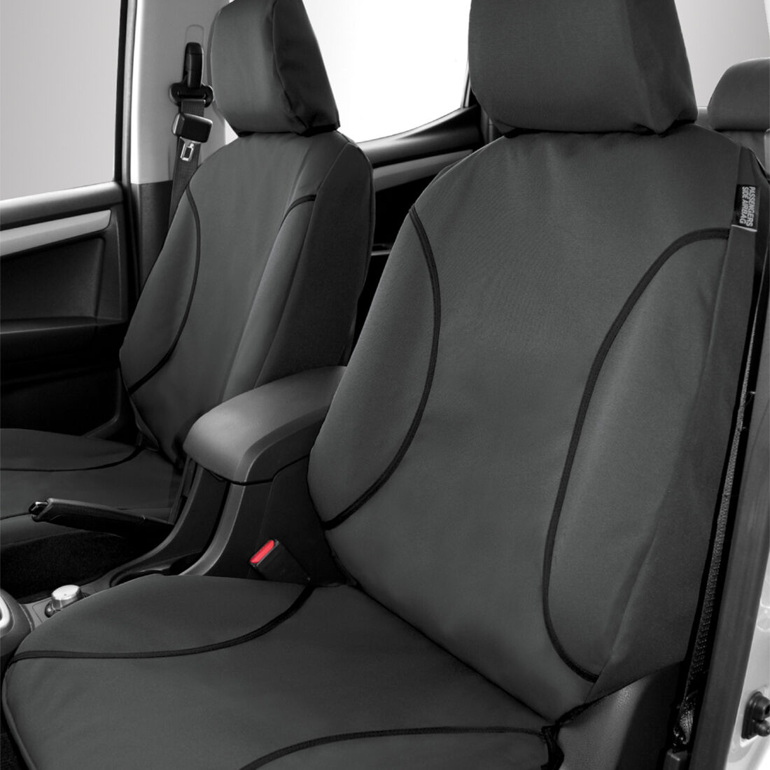 Tradies Canvas Ready Made Seat Covers Front Pair Grey suits Colorado/DMAX/MUX, , scaau_hi-res