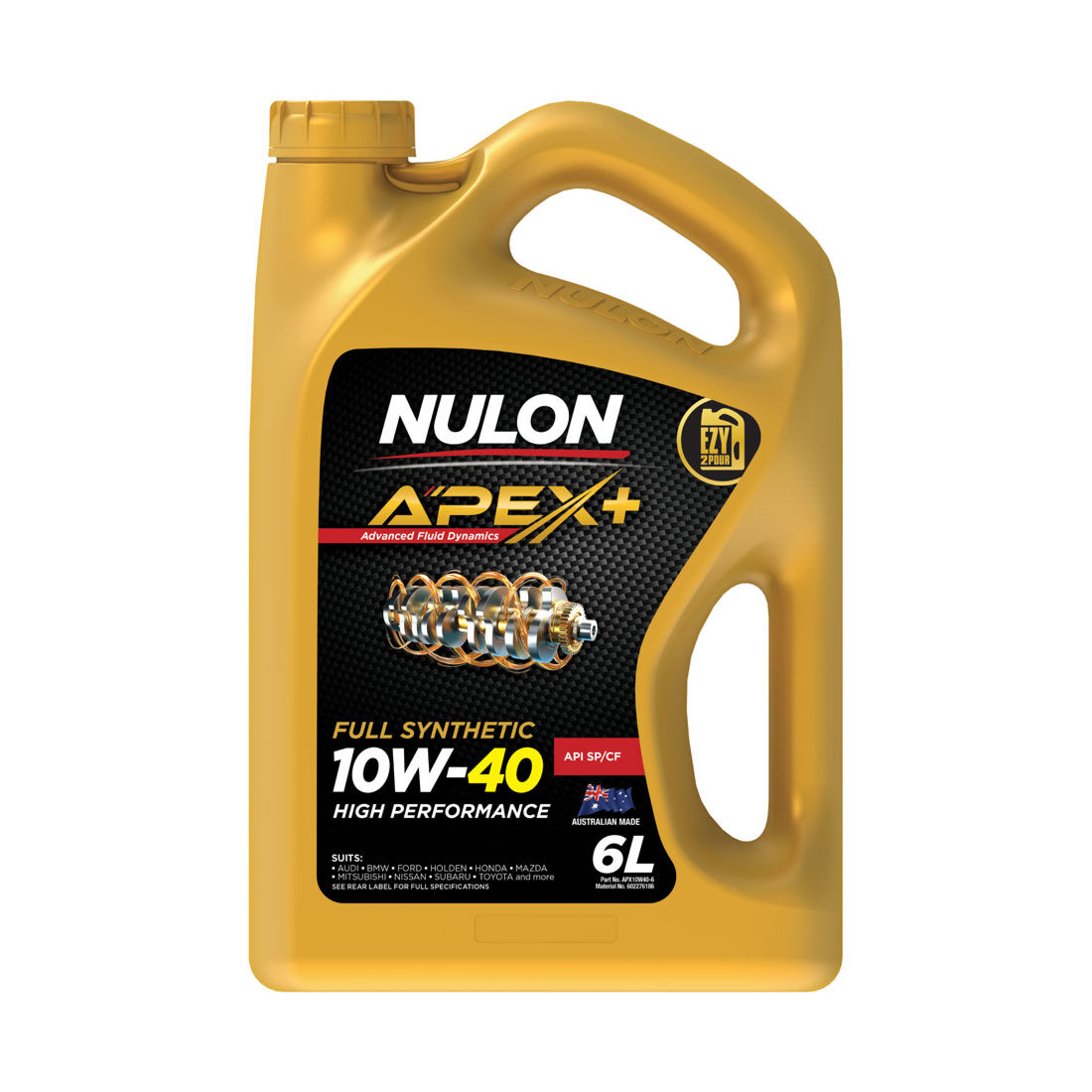 Nulon APEX+ 10W-40 High Performance Engine Oil 6 Litre, , scaau_hi-res