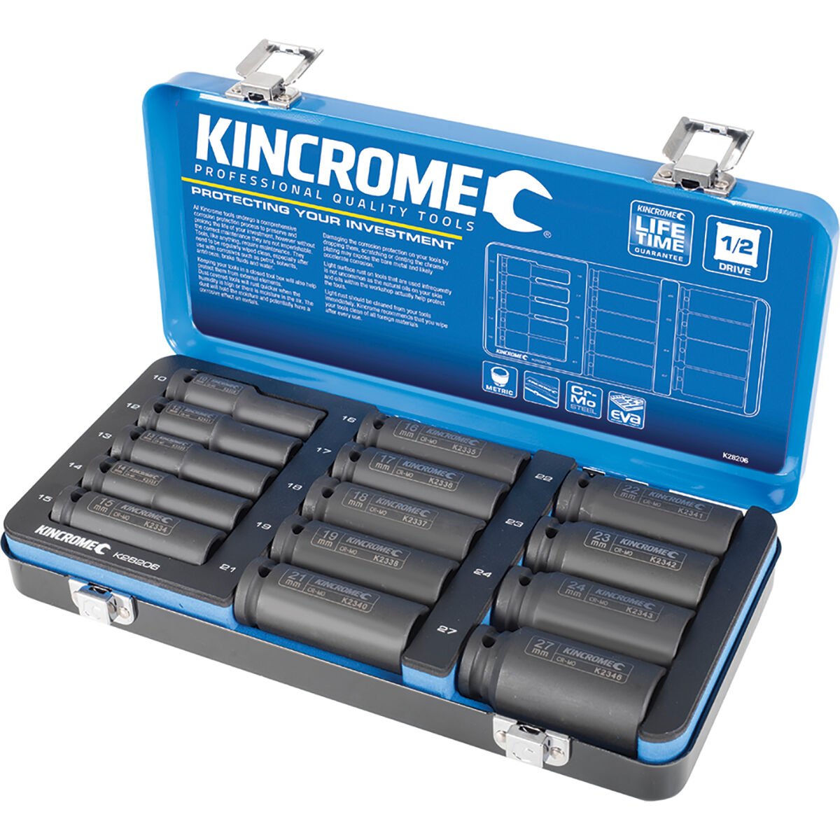 Kincrome Impact Deep Socket Set Metric 1/2" Drive 14 Piece, , scaau_hi-res