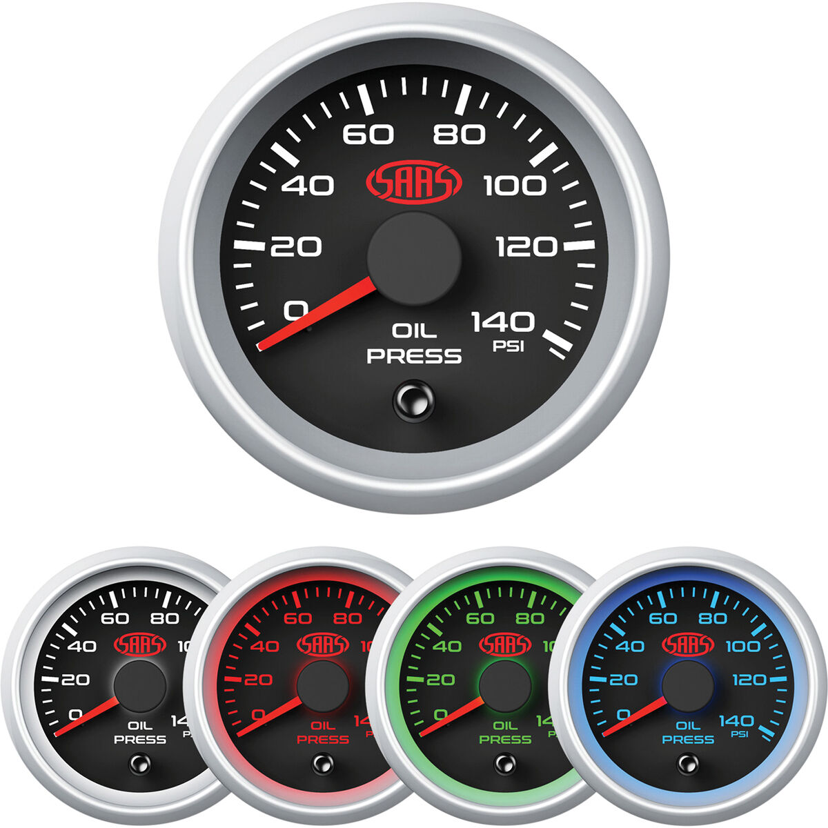 SAAS Oil Pressure Gauge Black 52mm, , scaau_hi-res