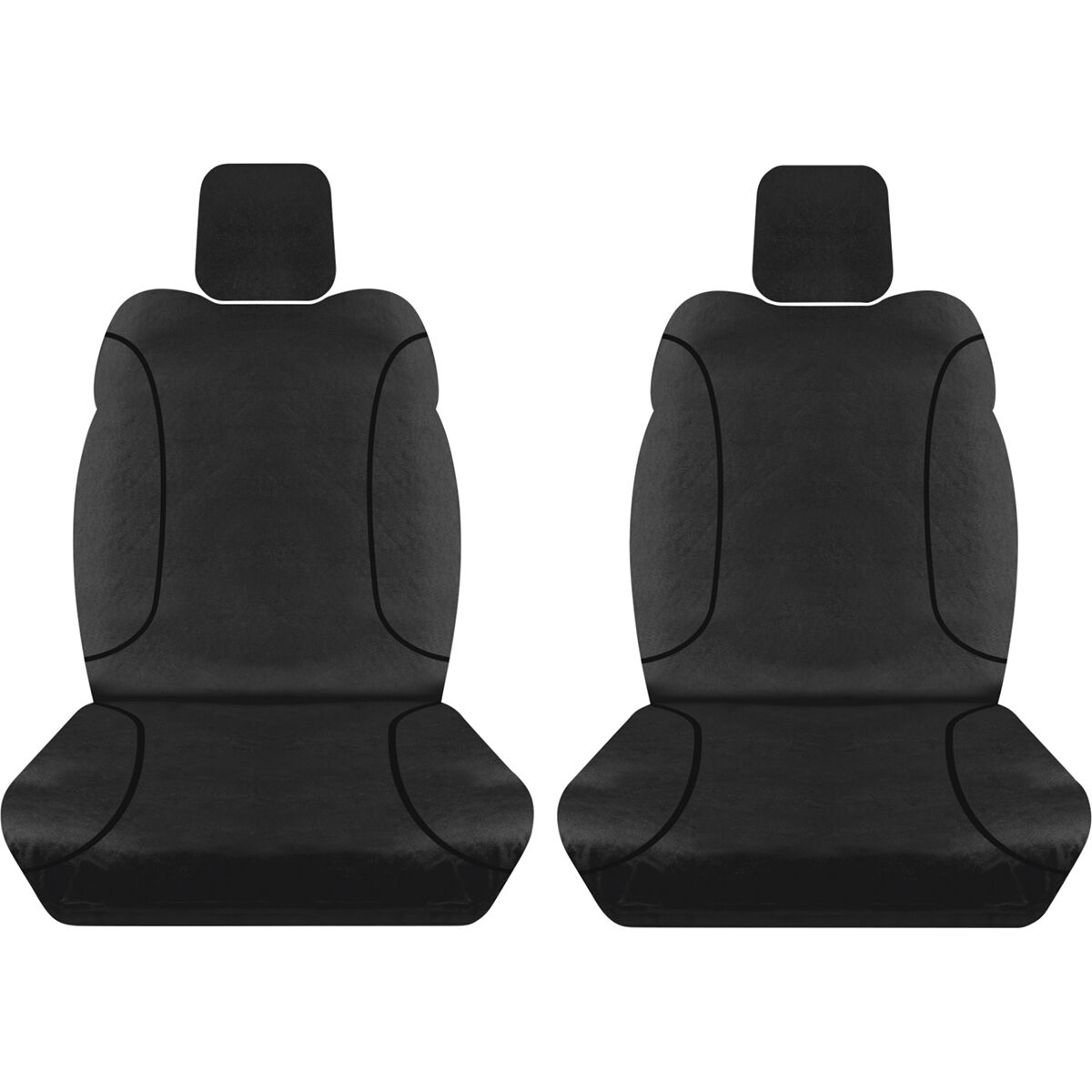 Tradies Canvas Ready Made Seat Covers Front Pair Black suits BT50/DMAX, , scaau_hi-res