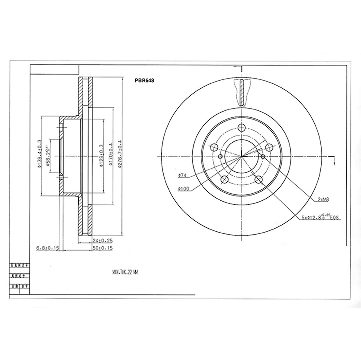 Bosch Disc Brake Rotor - Single, PBR648, , scaau_hi-res