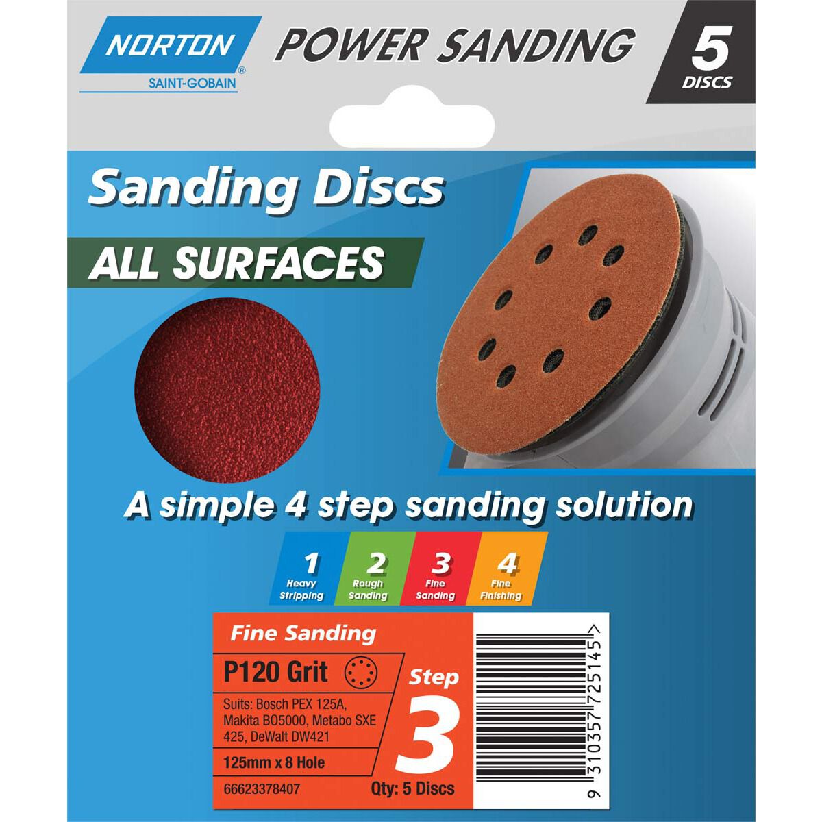 Norton Disc Sander 120 Grit 125mm, , scaau_hi-res