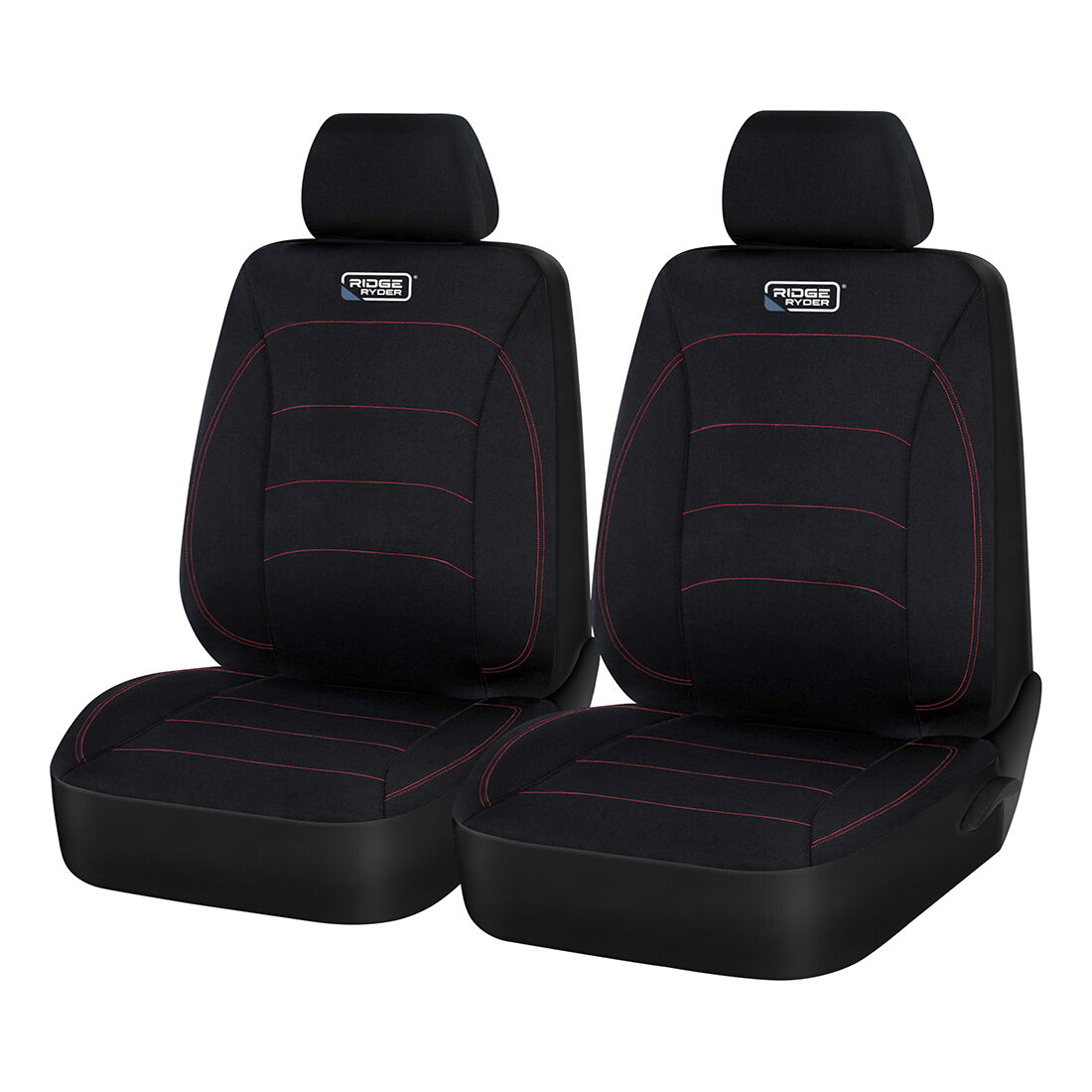 Ridge Ryder Neoprene Seat Covers Black/Red Adjustable Headrests Airbag Compatible 30SAB, , scaau_hi-res