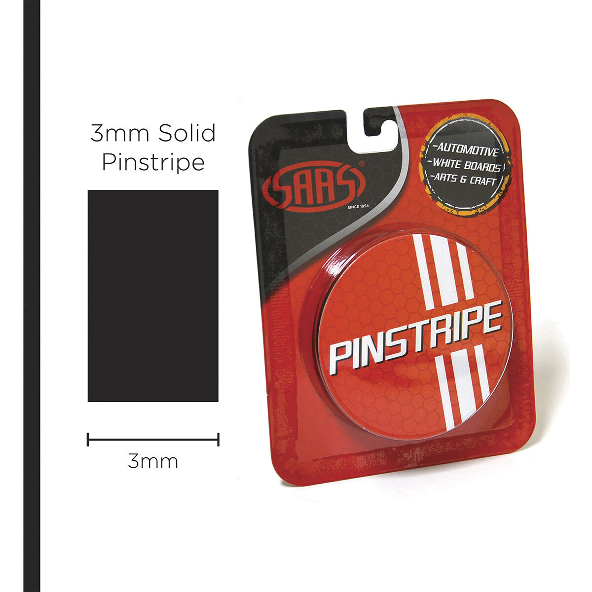 SAAS Pinstripe Solid Black - 3mm x 10m, , scaau_hi-res