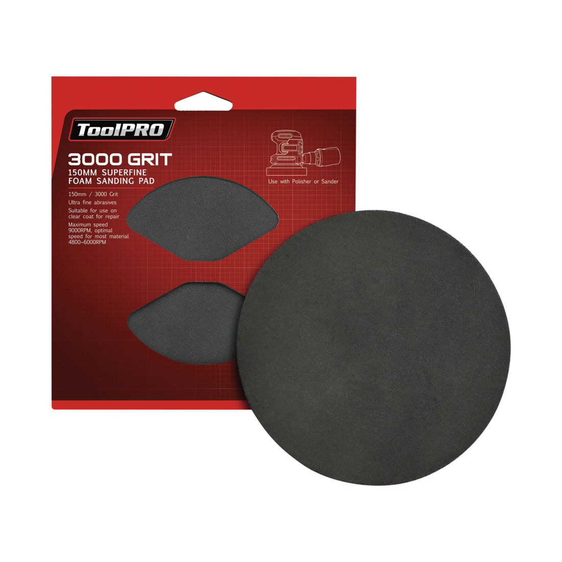 ToolPRO Foam Disc Superfine 150mm 3000 Grit, , scaau_hi-res