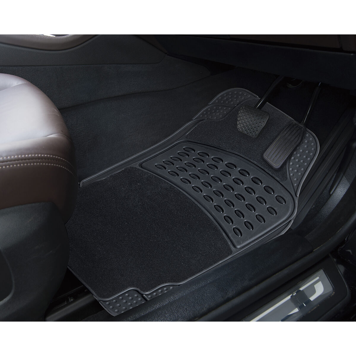 SCA Combo Car Floor Mats - Carpet / PVC, Black, Set of 4, , scaau_hi-res