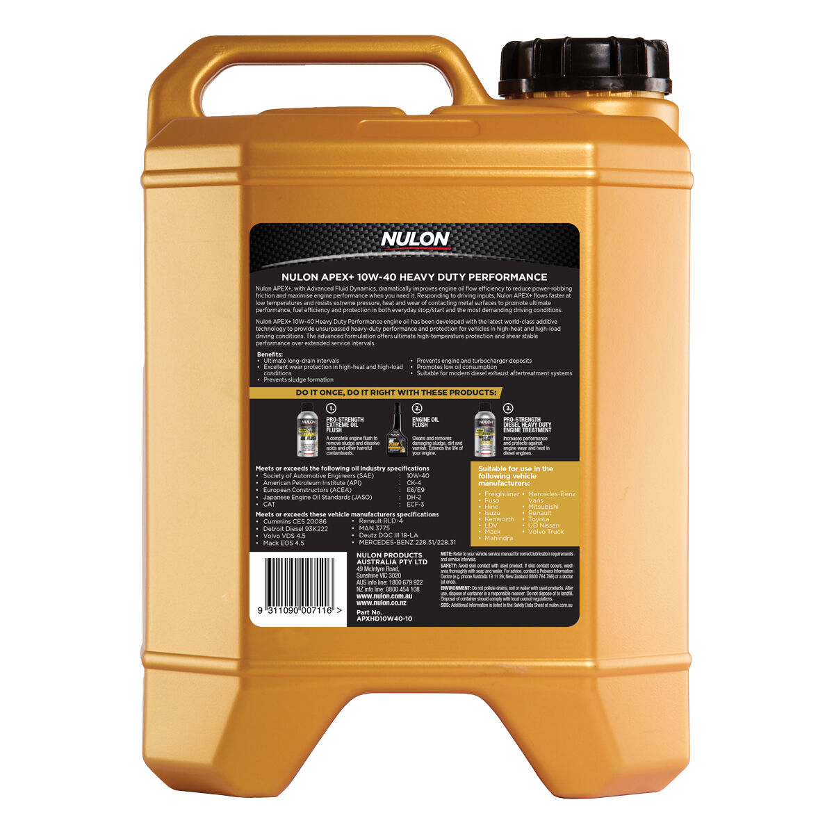 Nulon Apex+ 10W-40 Heavy Duty Diesel 10 Litre, , scaau_hi-res