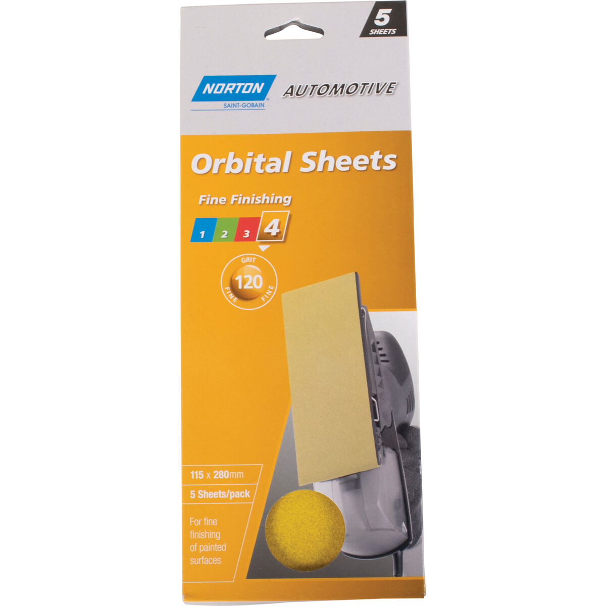 Norton Orbital Sheet 120 Grit 5 Pack, , scaau_hi-res