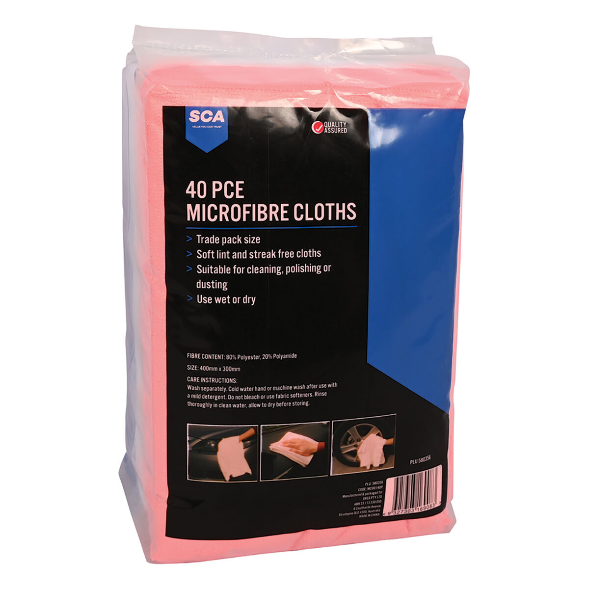 SCA Microfibre Cloths Trade Pack 40 Pack, , scaau_hi-res