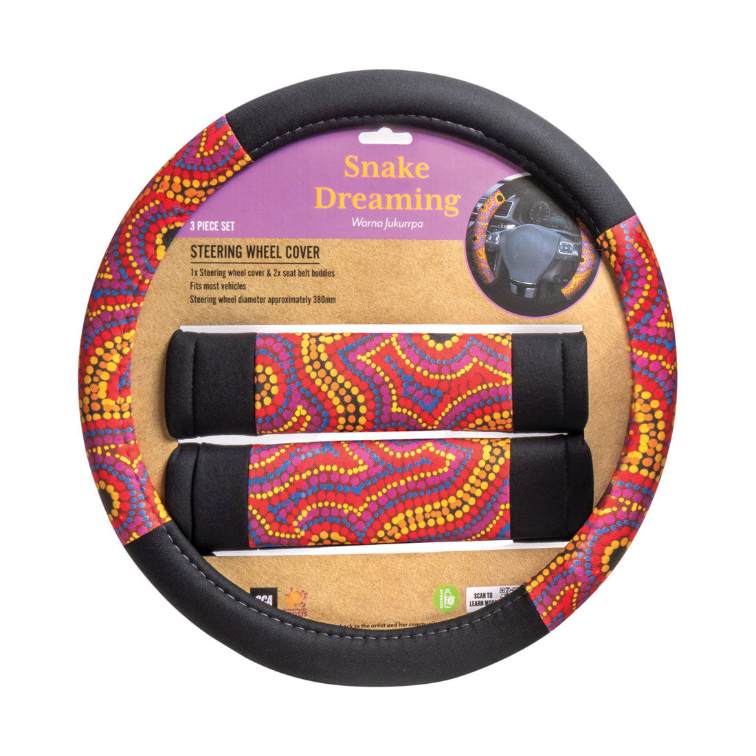 Snake Dreaming Repreve Steering Wheel Cover & Seat Belt Buddie Set Dot, , scaau_hi-res