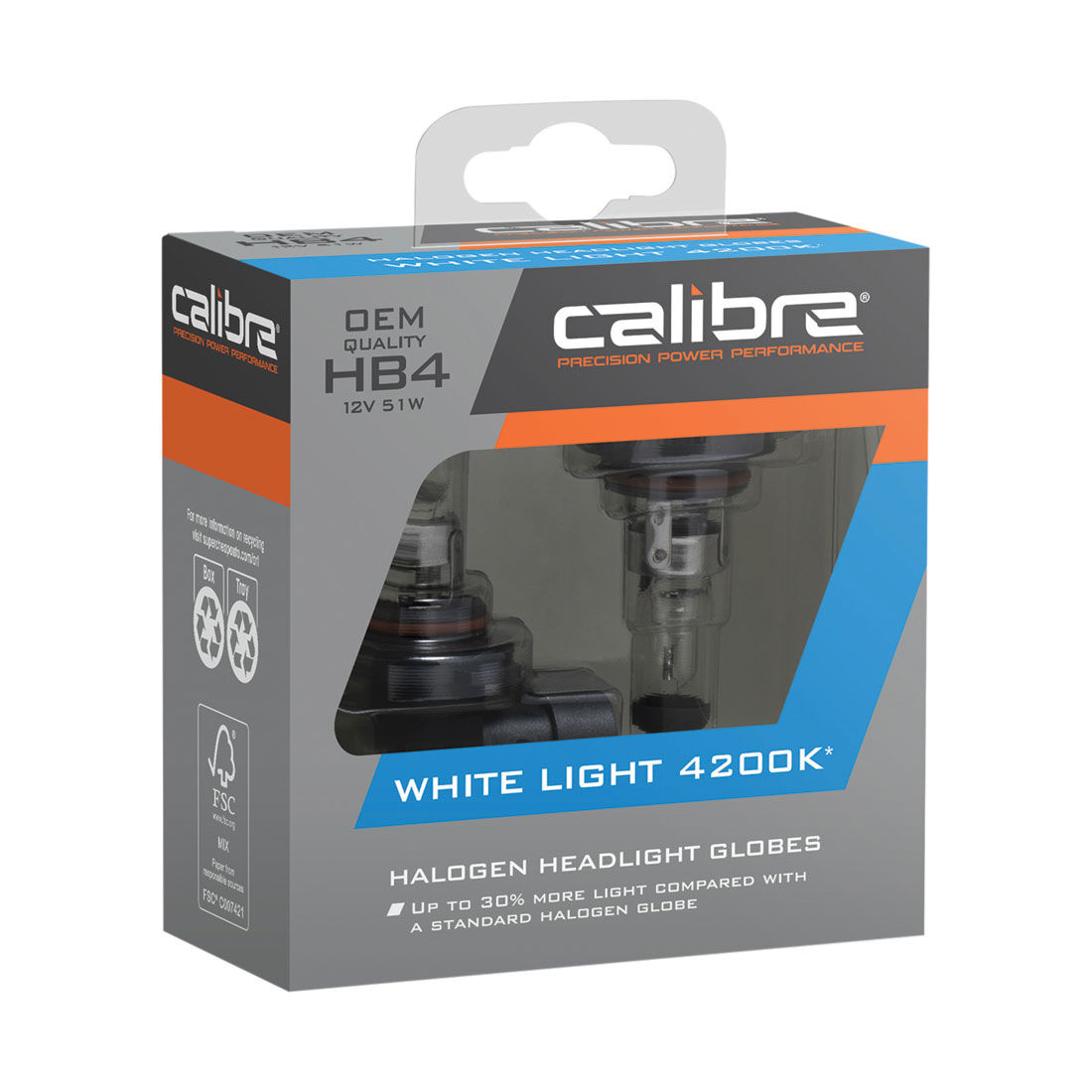 Calibre White Light 4200K Headlight Globes - HB4, 12V 51W, CA4200HB4, , scaau_hi-res
