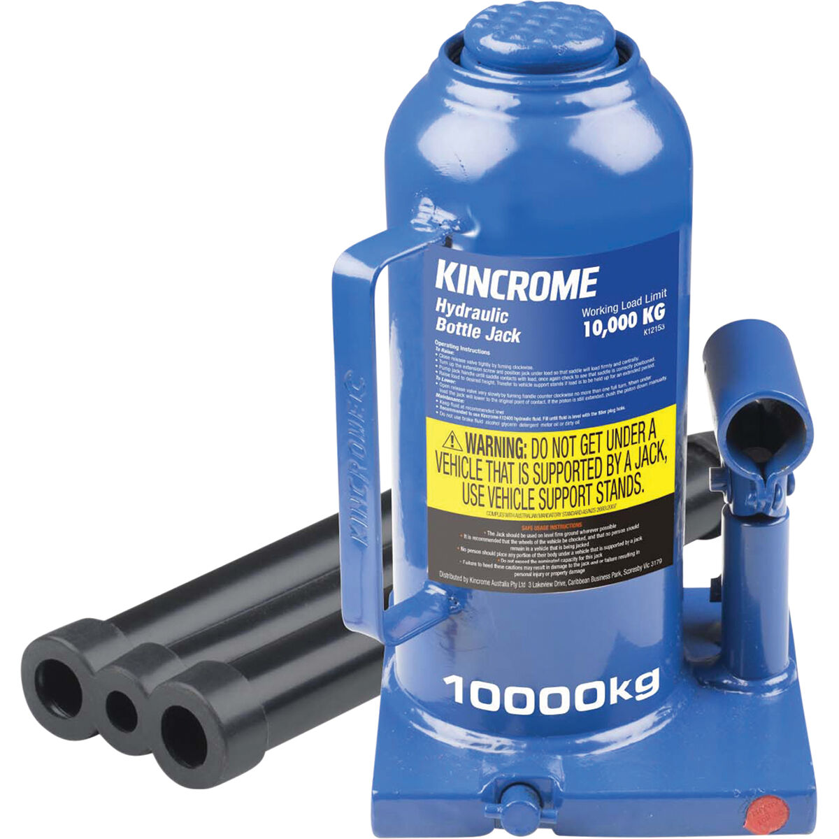 Kincrome Hydraulic Bottle Jack 10000kg, , scaau_hi-res