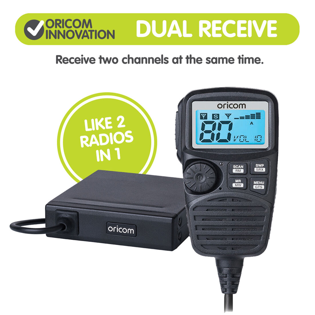 Oricom UHF CB Dual Receive Radio 5W UHF350DR, , scaau_hi-res