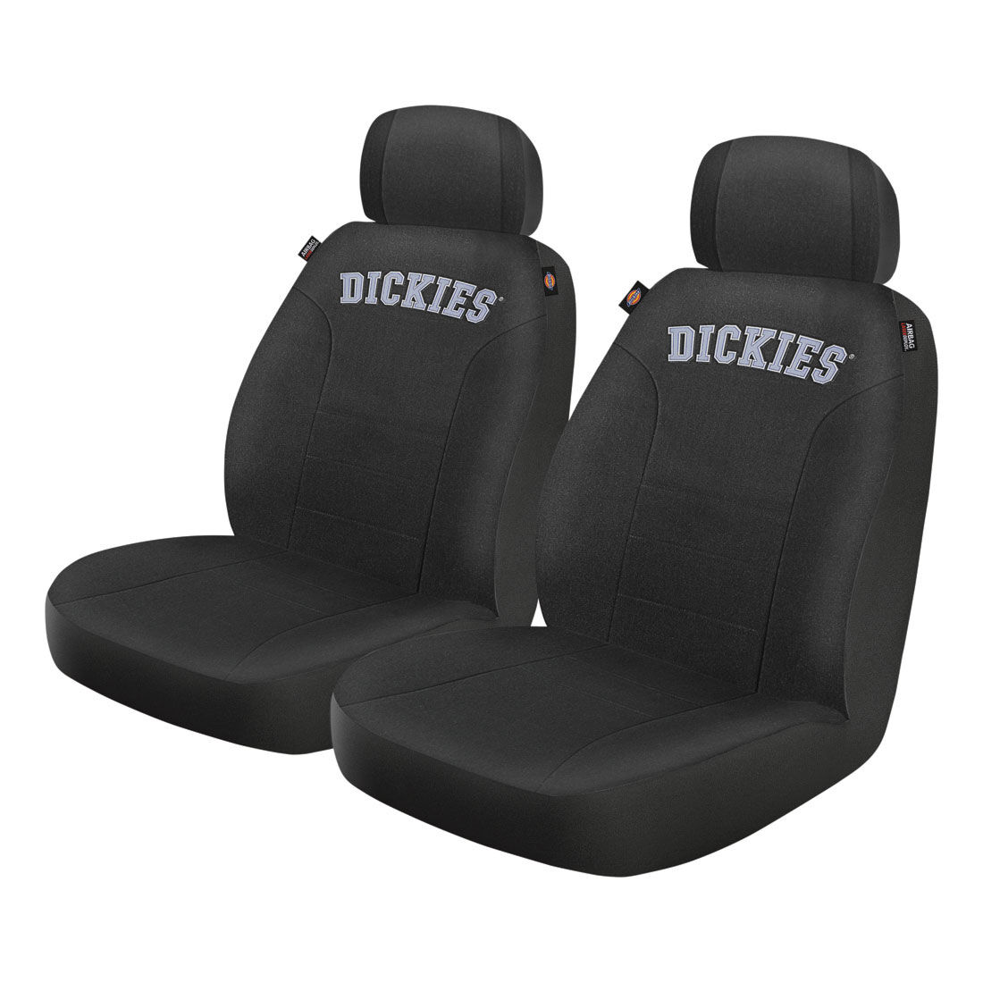 Dickies Collegiate Poly Canvas Seat Covers Black/Grey Adjustable Headrests Airbag Compatible, , scaau_hi-res