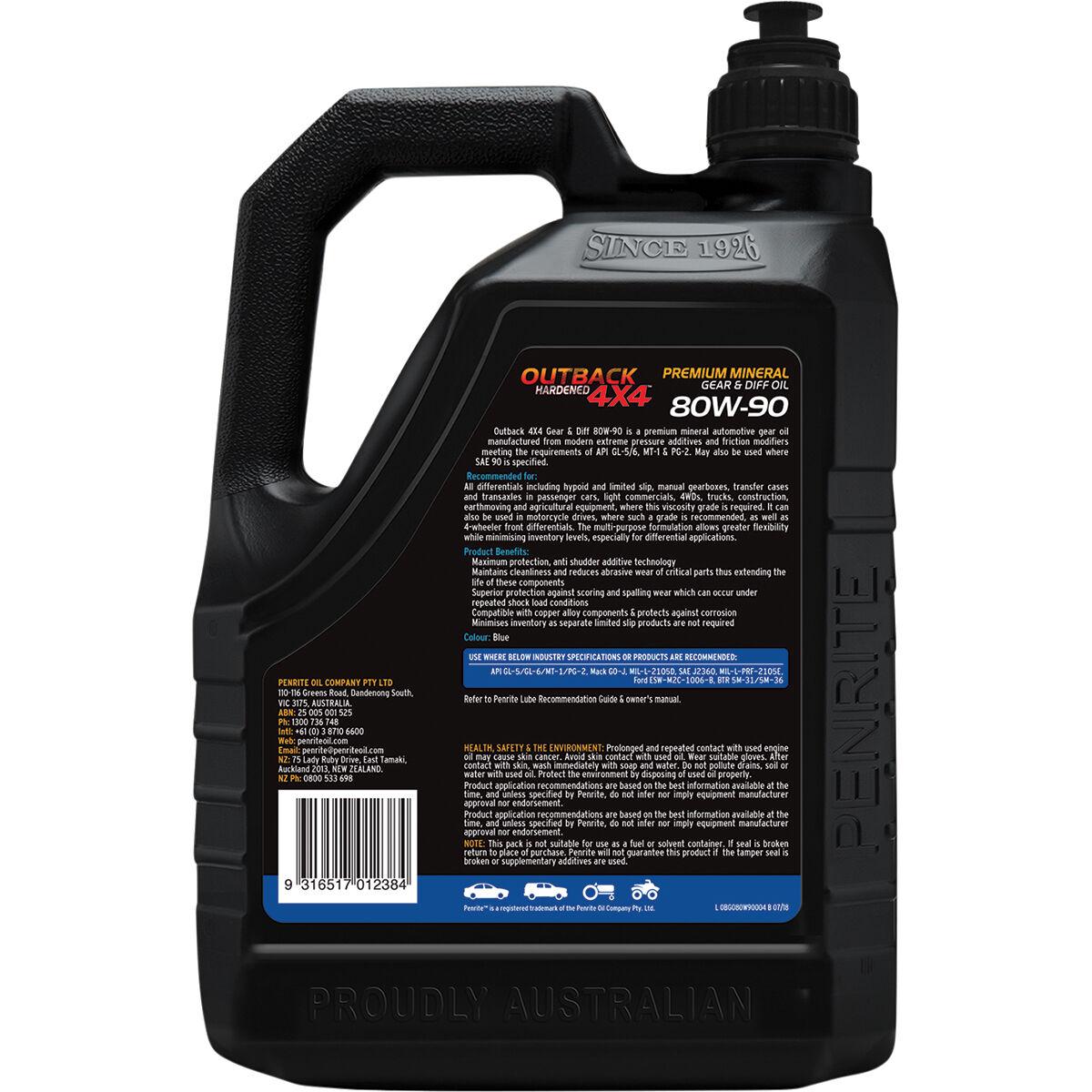 Penrite Outback 4x4 Gear Oil - 80W-90 4 Litre, , scaau_hi-res