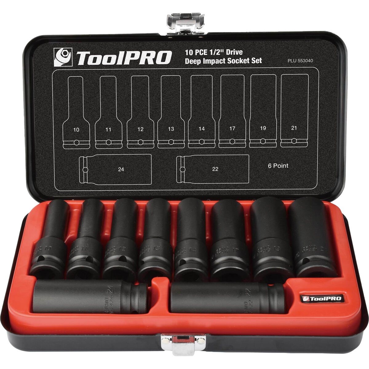 ToolPRO Impact Deep Socket Set 1/2" Drive Metric 10 Piece, , scaau_hi-res