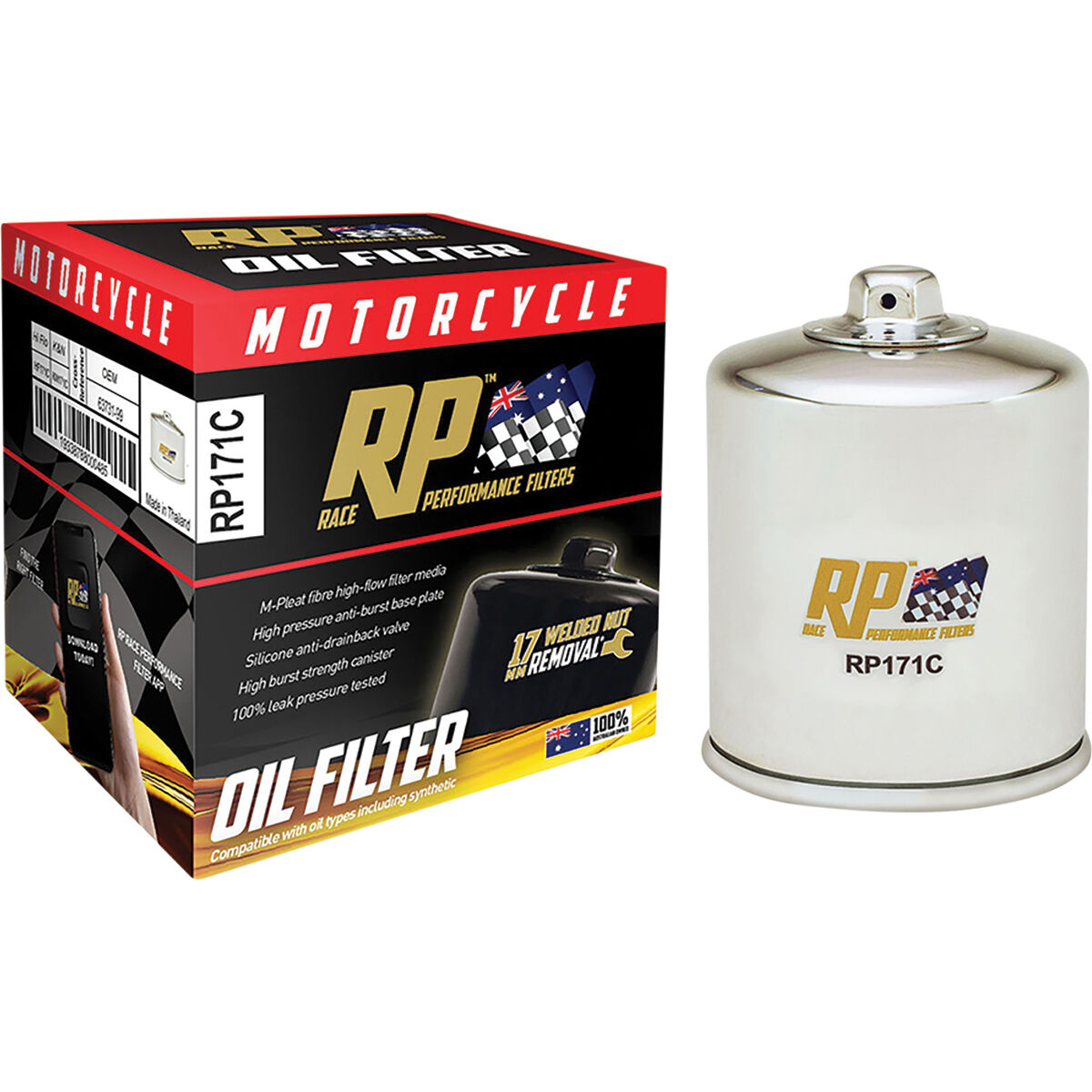 Race Performance Motorcycle Oil Filter RP171C, , scaau_hi-res