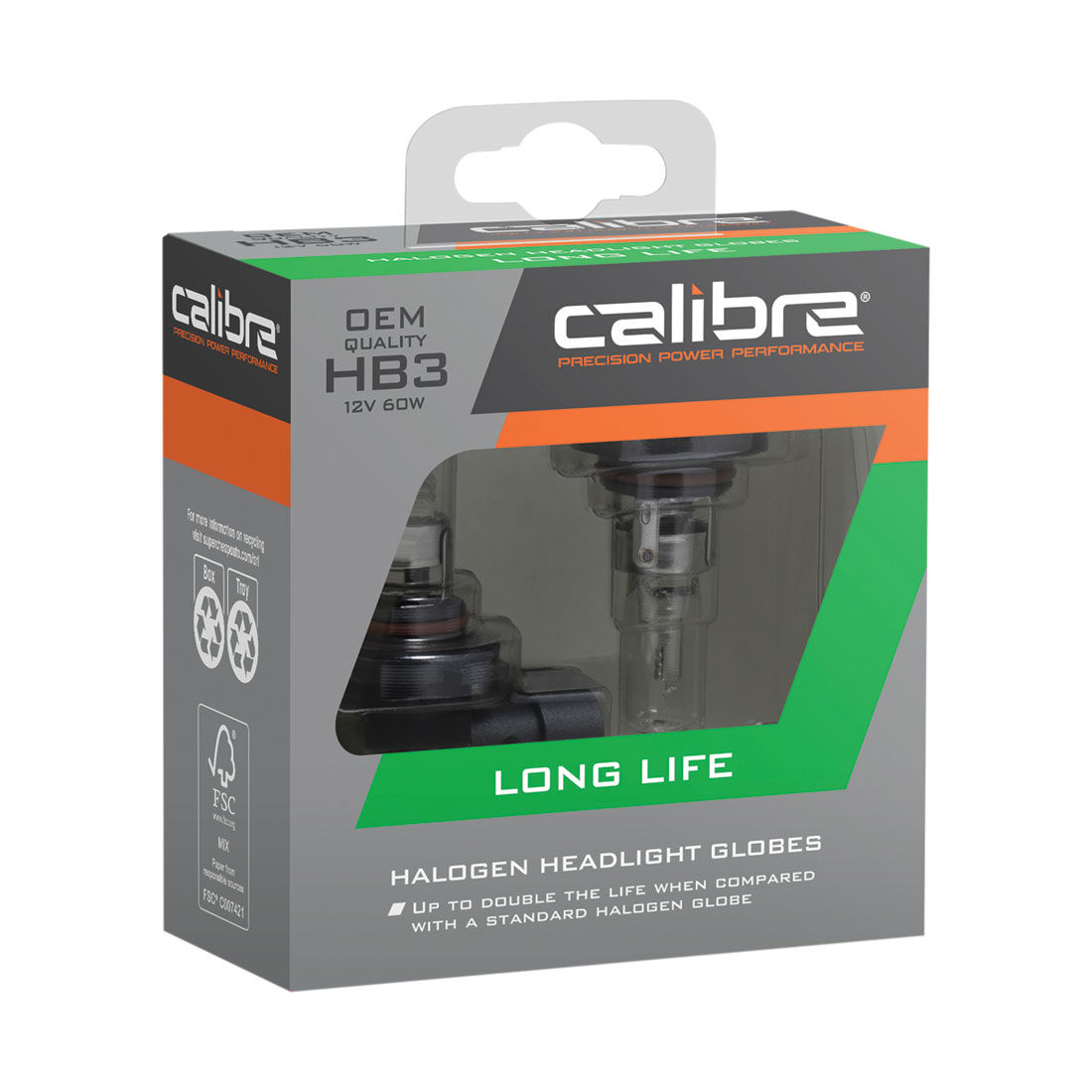 Calibre Long Life Headlight Globes - HB3, 12V 60W, CALLHB3, , scaau_hi-res