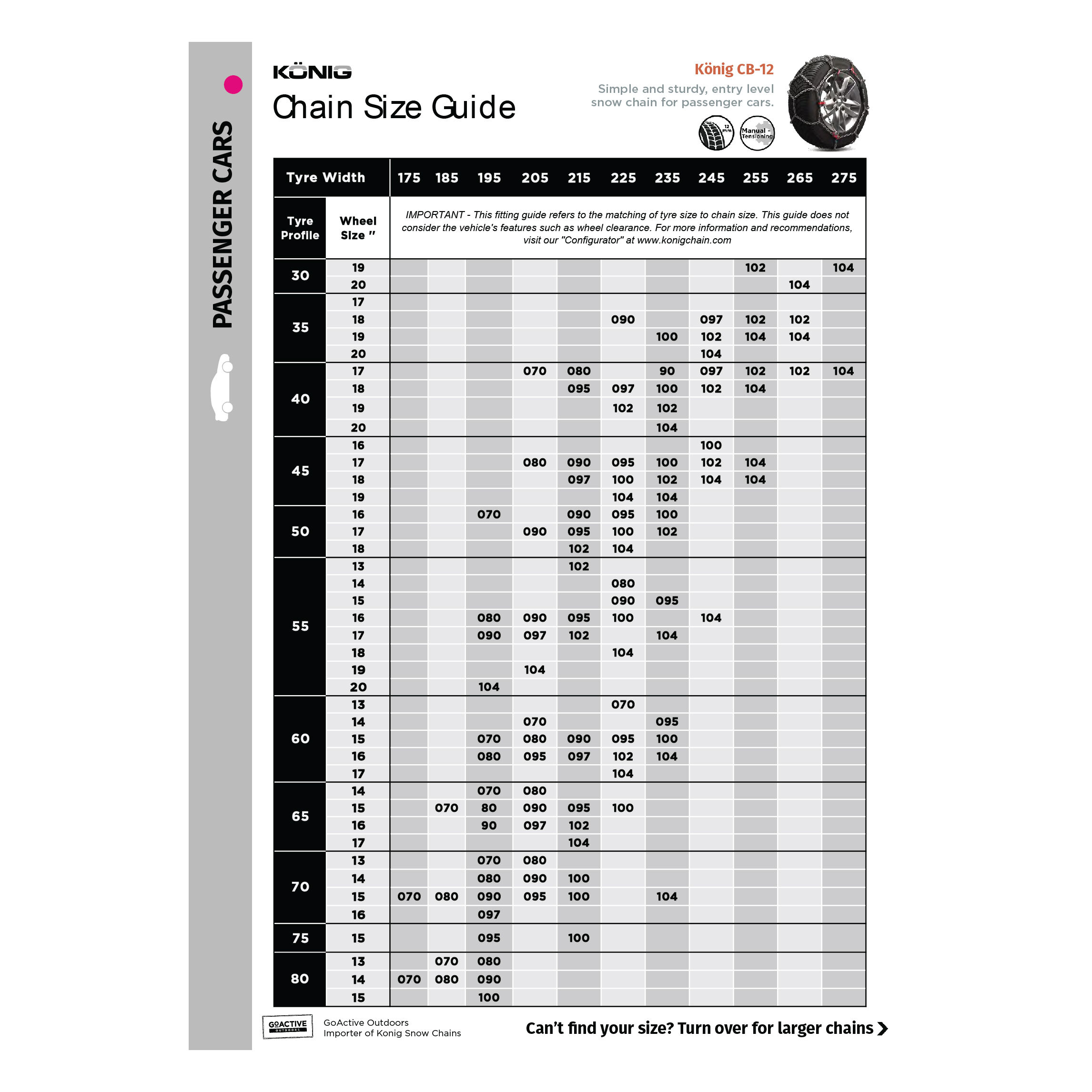 Konig Snow Chains CB12 - 100, , scaau_hi-res