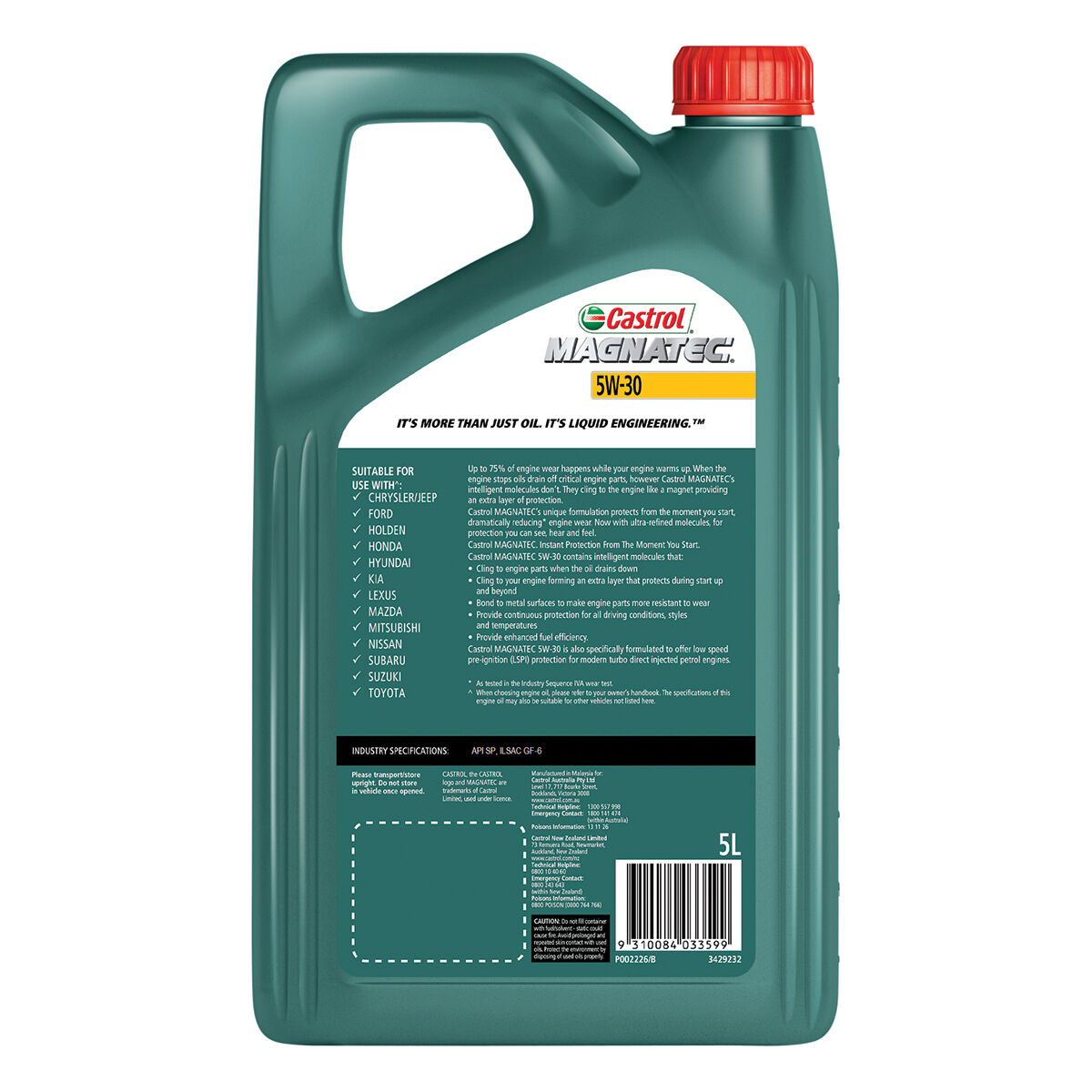 Castrol MAGNATEC Engine Oil 5W-30 5 Litre, , scaau_hi-res