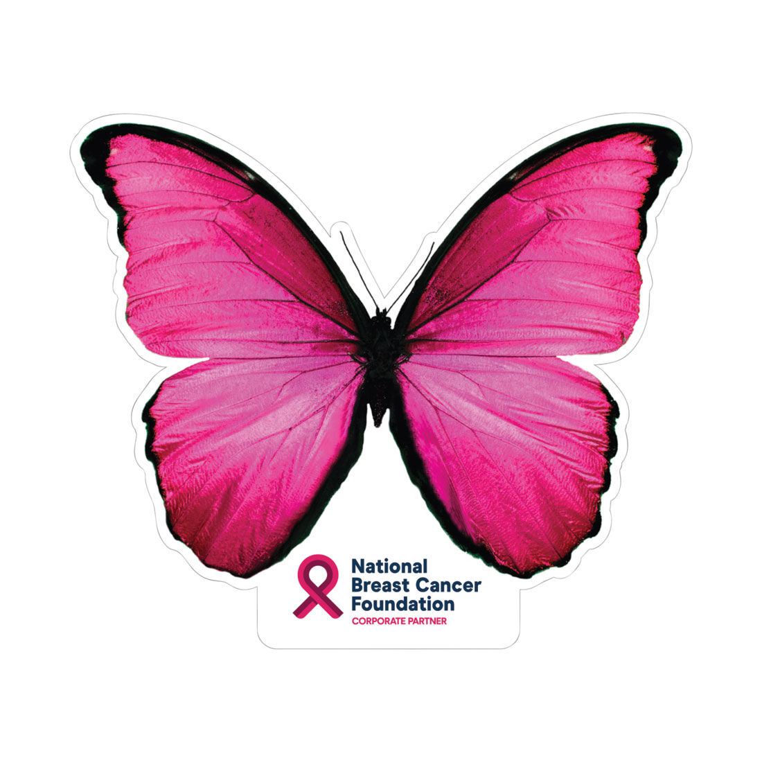 NBCF Pink Ribbon Butterfly Sticker, , scaau_hi-res