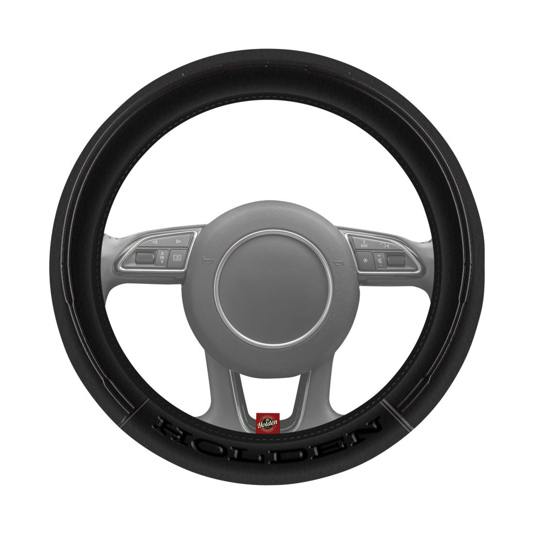 Holden Leather Look Steering Wheel Cover Black, , scaau_hi-res