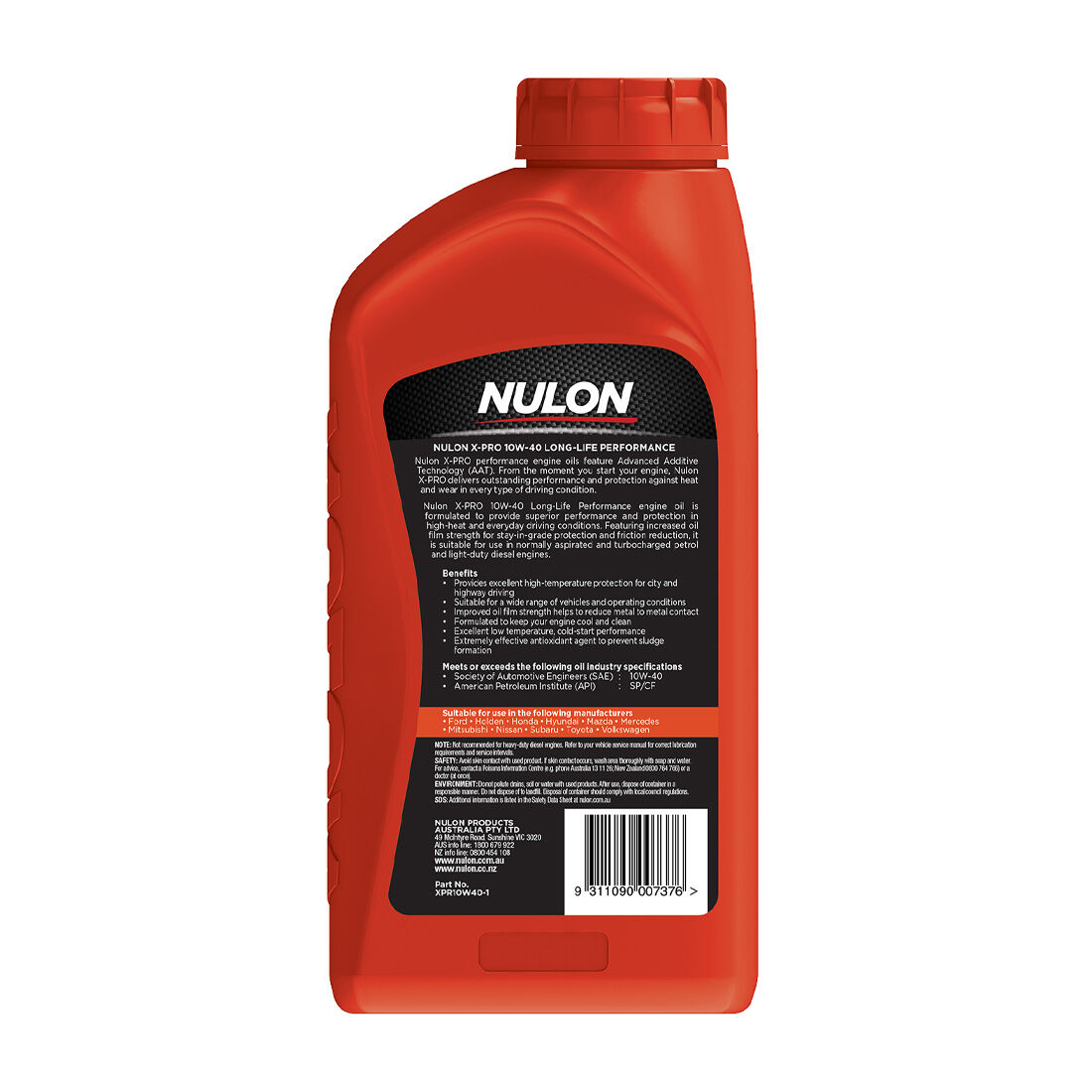 Nulon X-Pro 10W-40 Long Life Performance 1 Litre, , scaau_hi-res