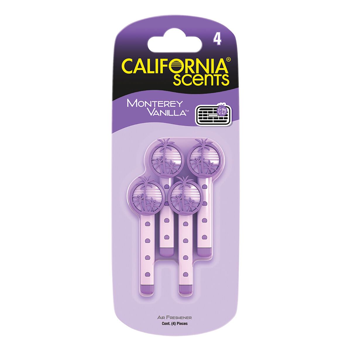 California Scents Vent Stick Air Freshener Montery Vanilla 4 Pack, , scaau_hi-res