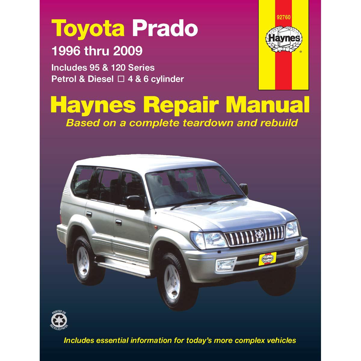 Haynes Car Manual For Toyota Prado 1996-2009 - 92760, , scaau_hi-res