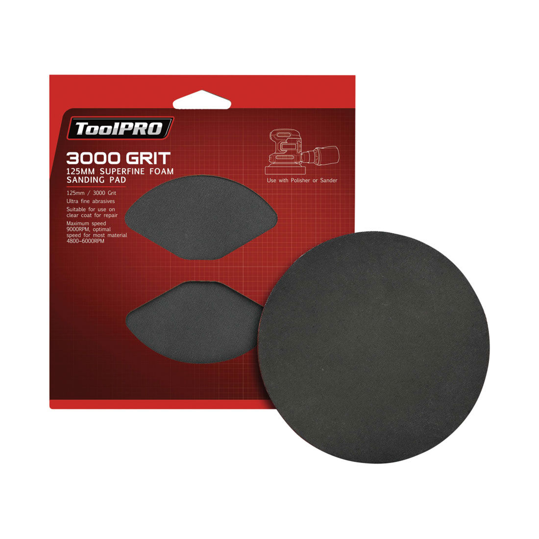 ToolPRO Foam Disc Superfine 125mm 3000 Grit, , scaau_hi-res