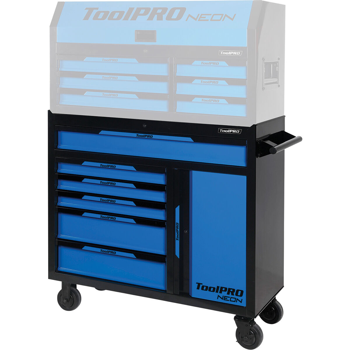 ToolPRO Neon Tool Cabinet Blue 6 Drawer 42 Inch, , scaau_hi-res