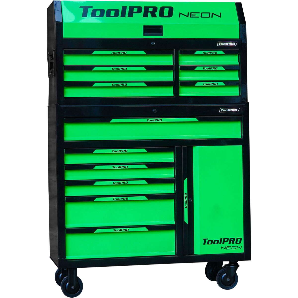 ToolPRO Neon Tool Cabinet & Chest Set Green 12 Drawer 42 Inch