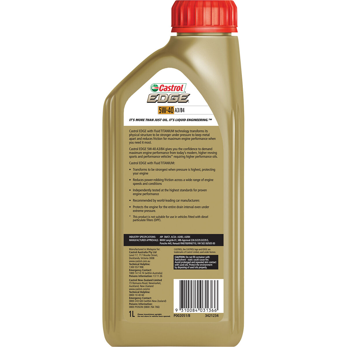 Castrol EDGE Engine Oil 5W-40 1 Litre, , scaau_hi-res