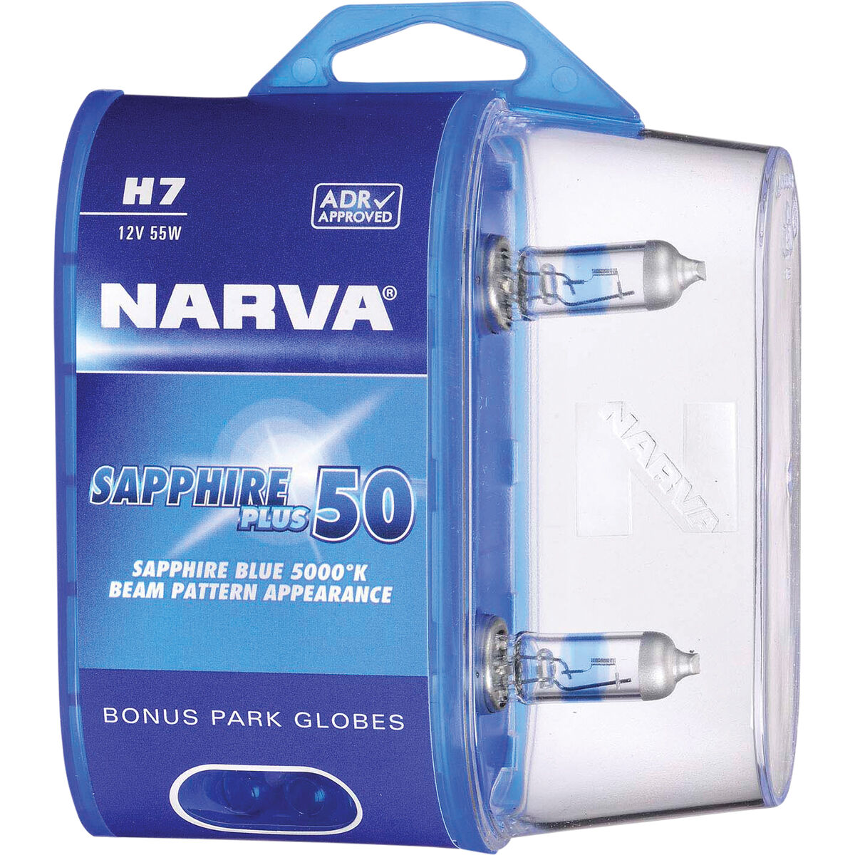 Narva Sapphire Plus 50 Headlight Globes - H7, 12V 55W, 48525BL2, , scaau_hi-res