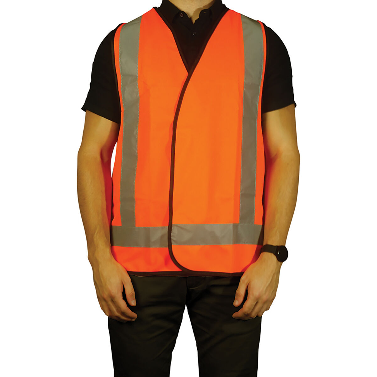 Trafalgar Hi-Vis Day Night Safety Vest Orange Large | Supercheap Auto