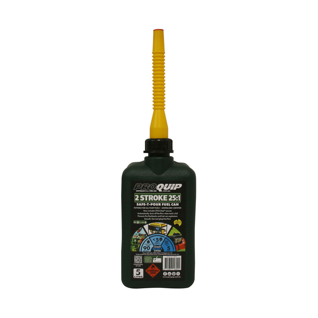 Pro Quip Safe T Pour Jerry Can 5L 25:1 Two Stroke Green, , scaau_hi-res