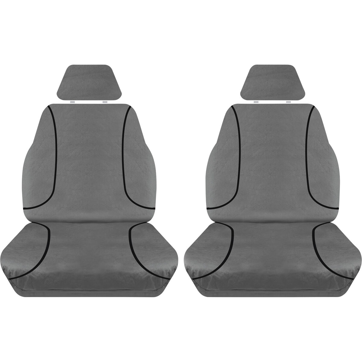 Tradies Canvas Ready Made Seat Covers Front Pair Grey suits Colorado/DMAX/MUX, , scaau_hi-res