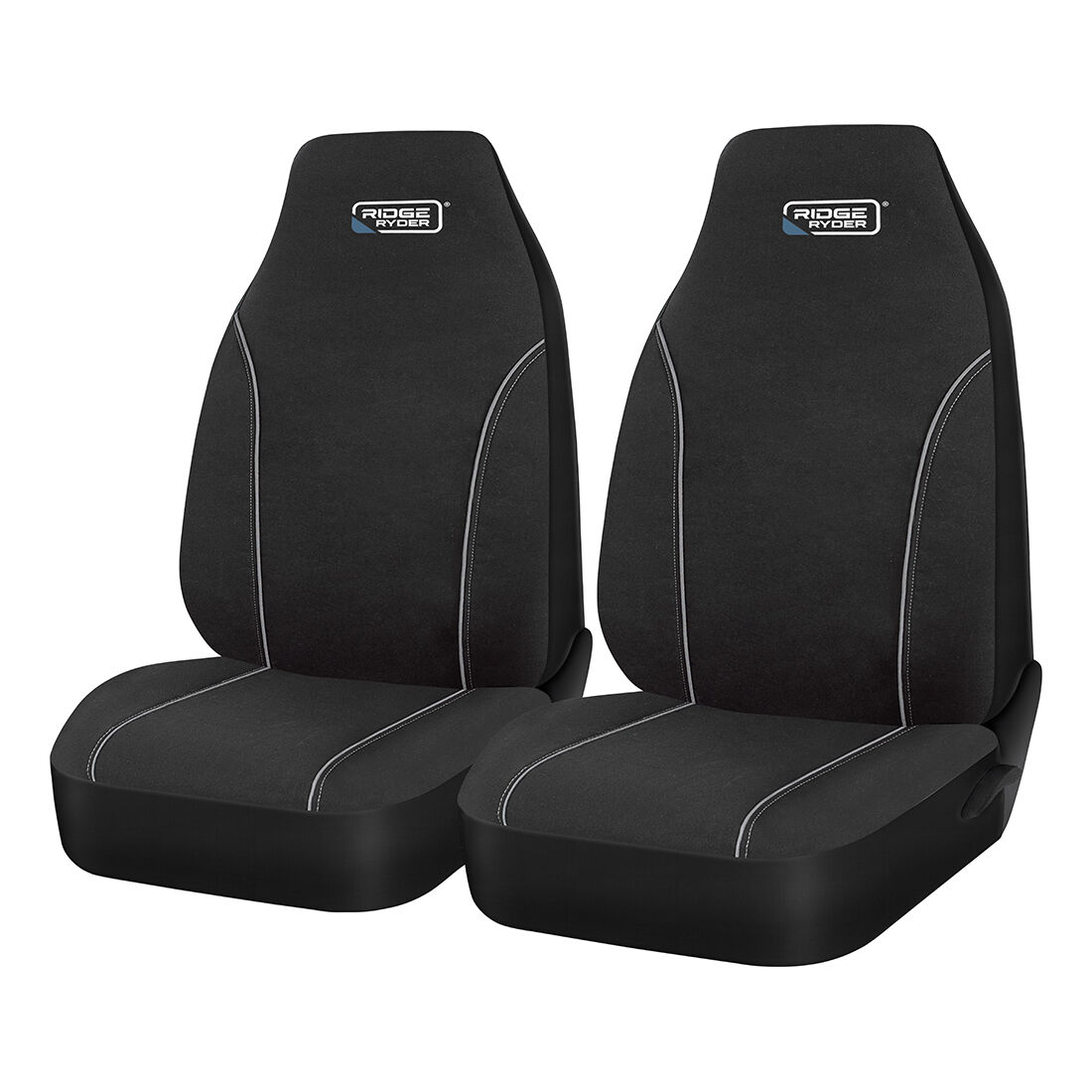 Ridge Ryder Canvas Seat Covers Black/Grey Piping Built-In Headrests Airbag Compatible 60SAB, , scaau_hi-res