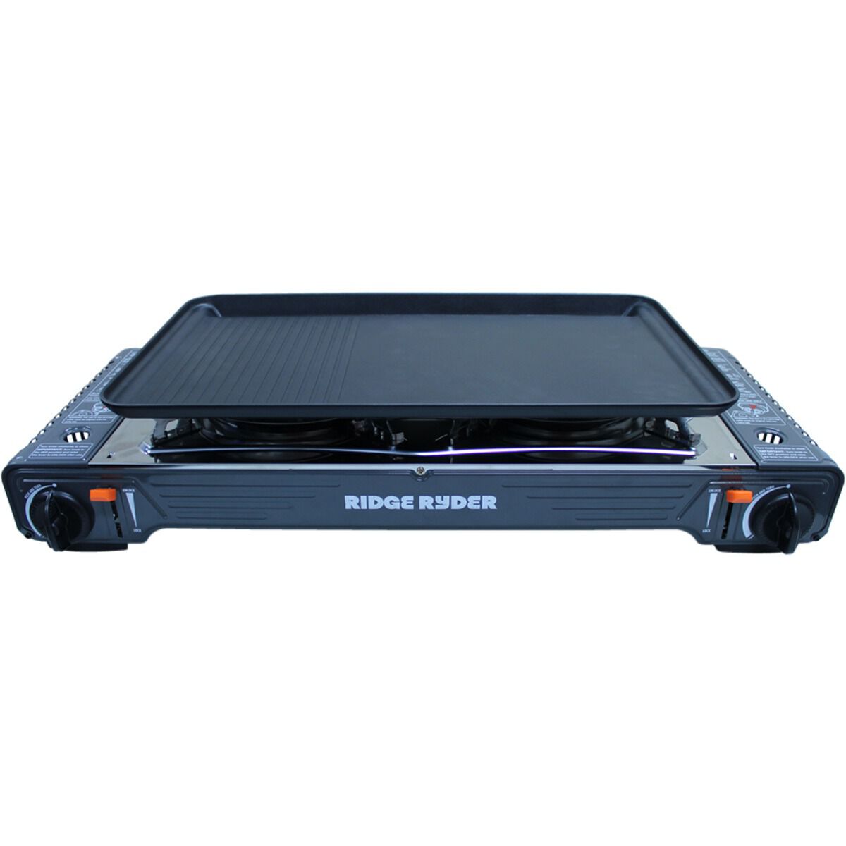 Ridge Ryder Butane Stove Double Burner Steel Plate, , scaau_hi-res