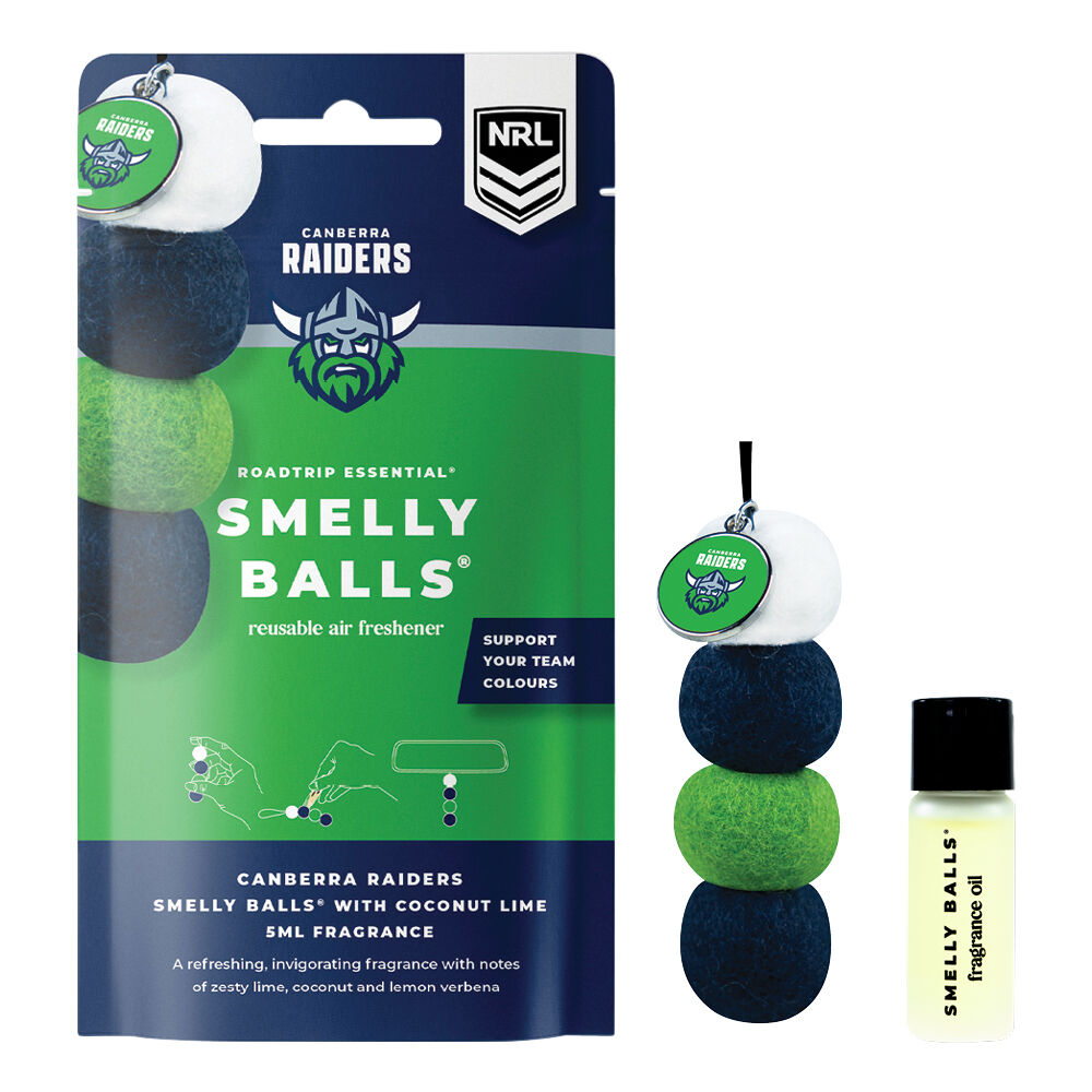 Smelly Balls Air Freshener Set Canberra Raiders Coconut Lime 5ml, , scaau_hi-res
